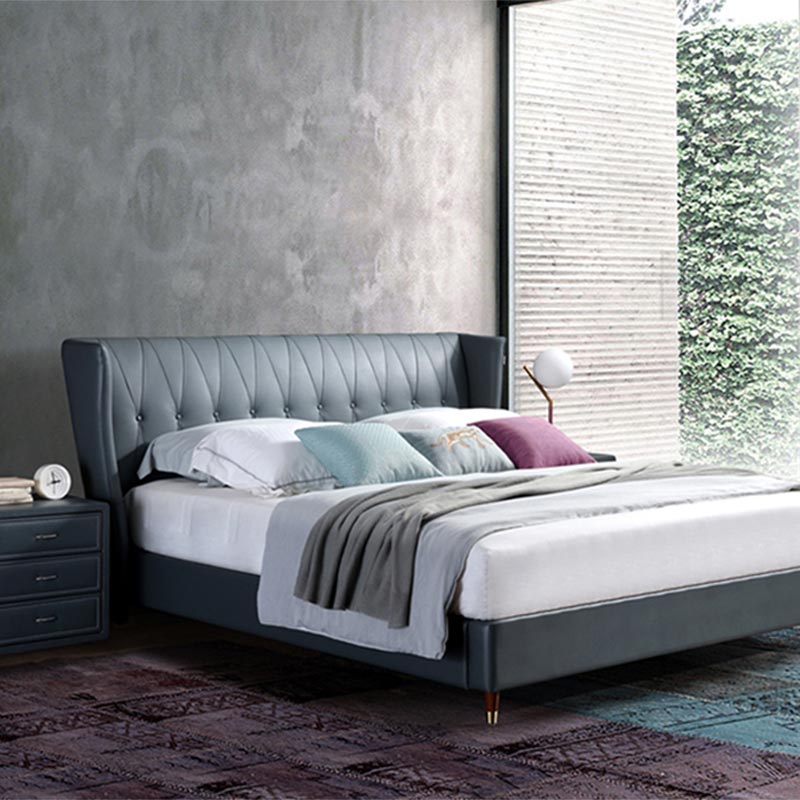 Seng i fuld læder indpakket i massivt træ